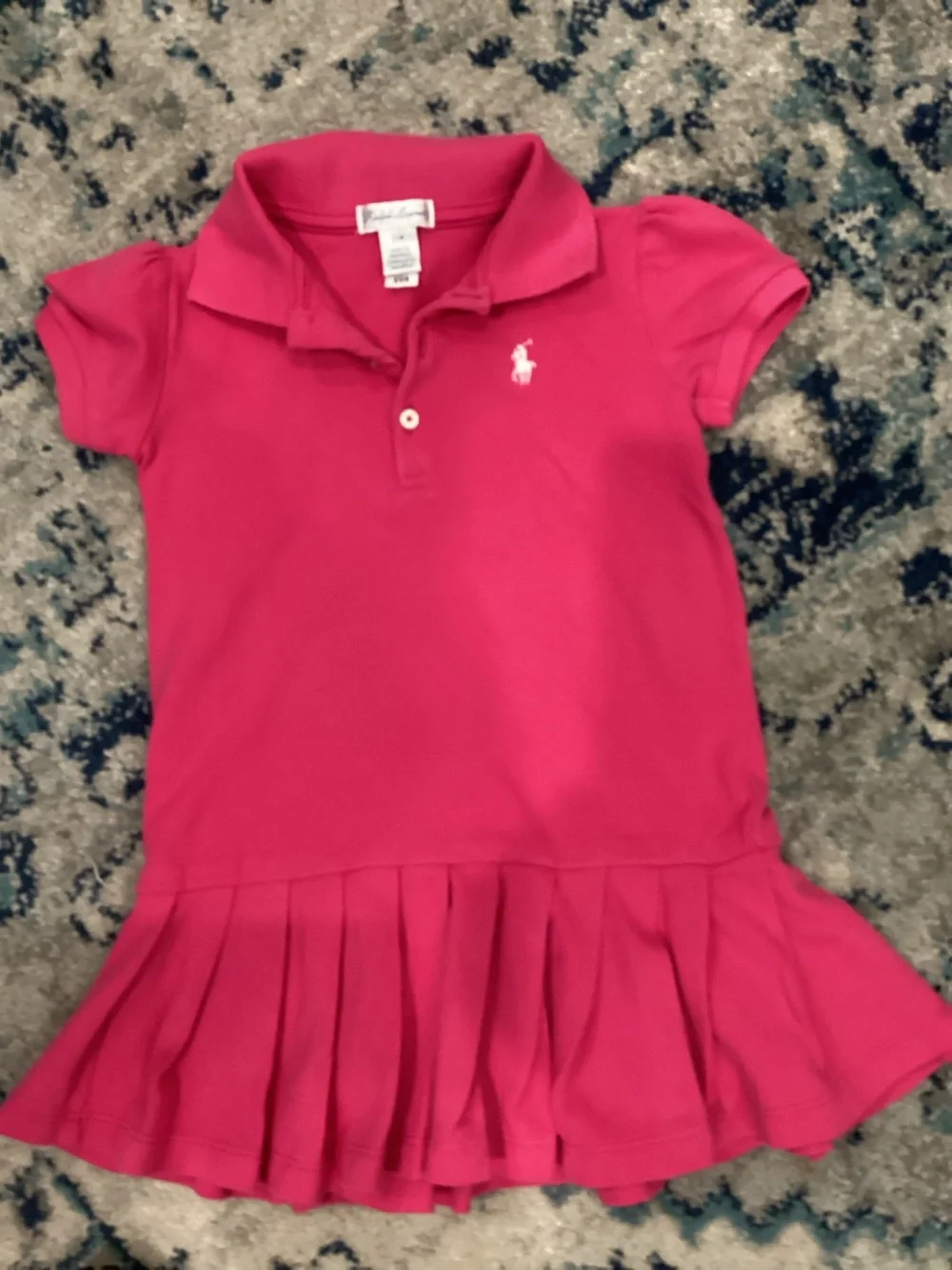 Kids Ralph Lauren Hot Pink Polo dress no matching bottoms with Pleated Hem